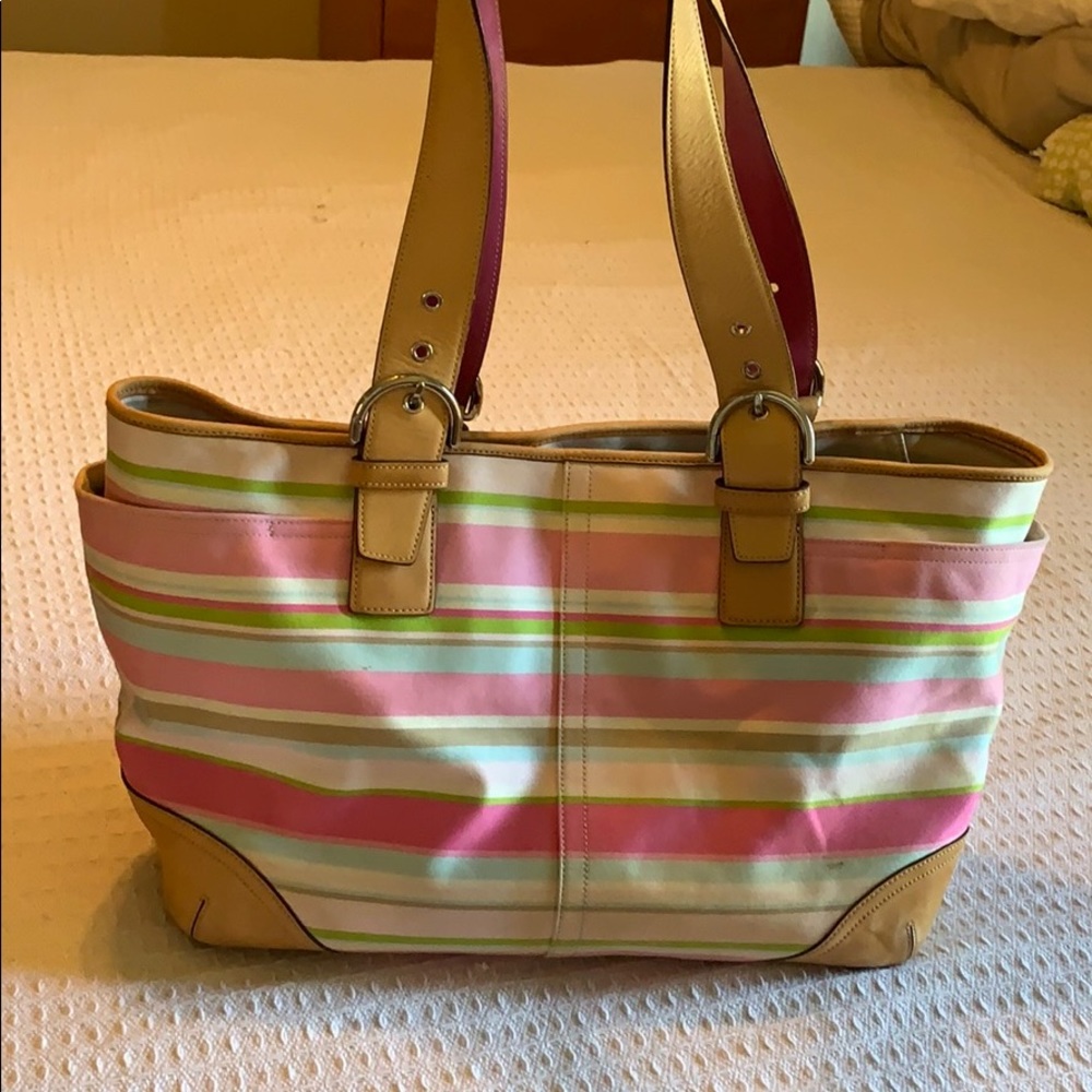 Coach Heritage Stripe Diaper Bag